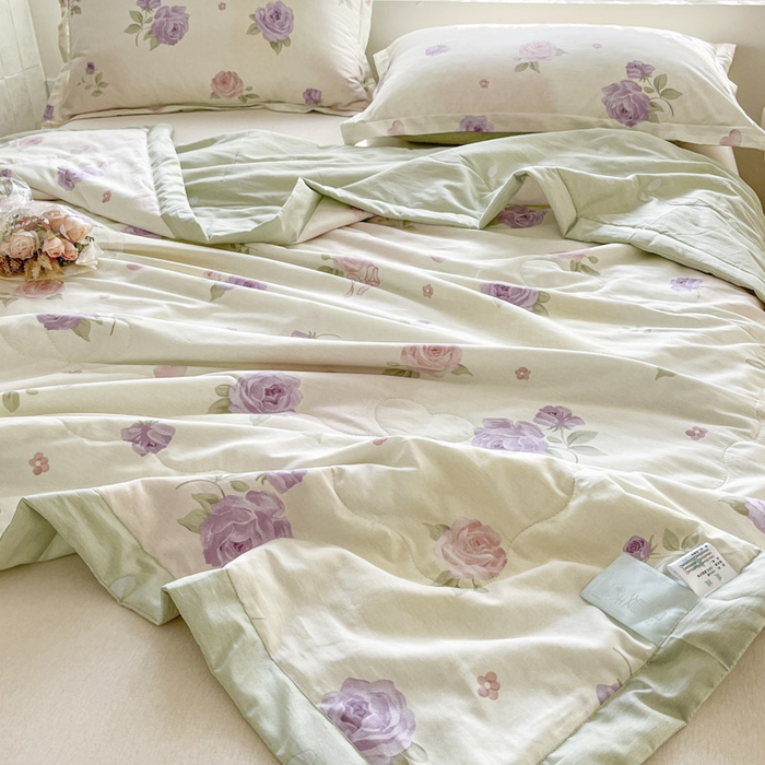 91家纺网 家纺一手货源 找家纺 晨希家居 2025春夏新款全棉纯棉印花夏被夏凉被空调被 浪漫玫瑰