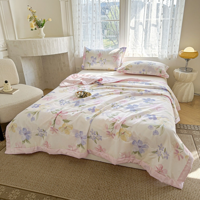 91家纺网 家纺一手货源 找家纺 晨希家居 2025春夏新款全棉纯棉印花夏被夏凉被空调被 花间寻梦