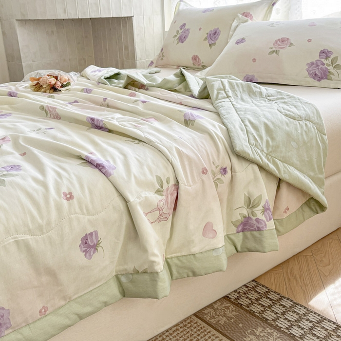 91家纺网 家纺一手货源 找家纺 晨希家居 2025春夏新款全棉纯棉印花夏被夏凉被空调被 浪漫玫瑰