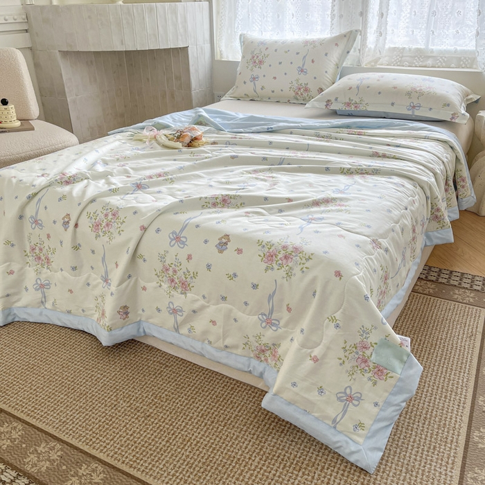 91家纺网 家纺一手货源 找家纺 晨希家居 2025春夏新款全棉纯棉印花夏被夏凉被空调被 花间小兔