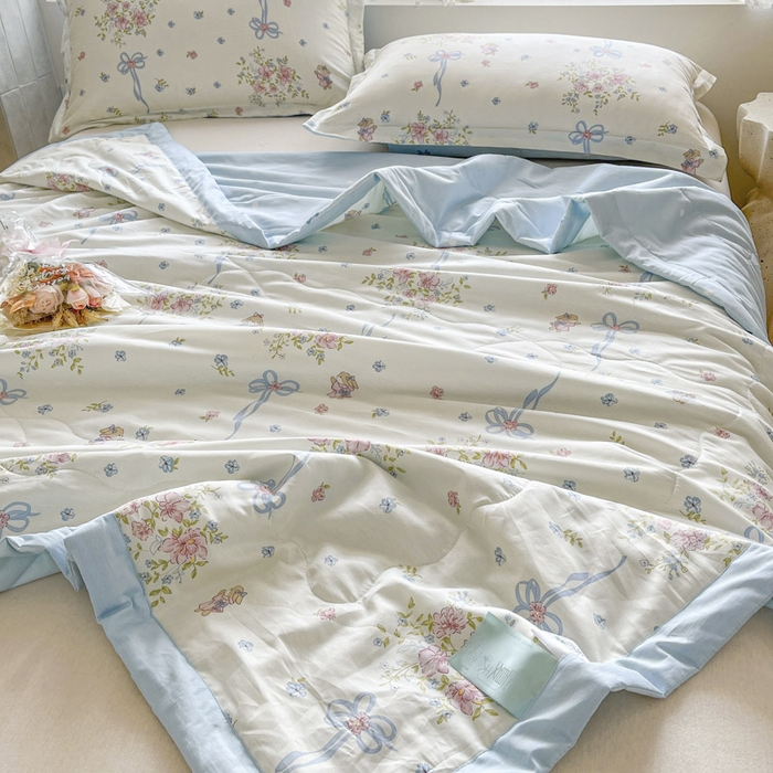 91家纺网 家纺一手货源 找家纺 晨希家居 2025春夏新款全棉纯棉印花夏被夏凉被空调被 花间小兔