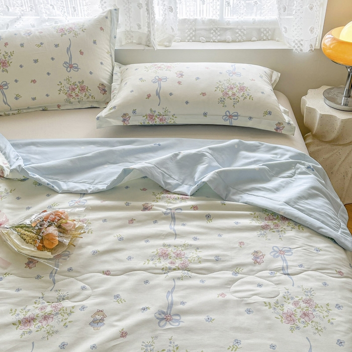 91家纺网 家纺一手货源 找家纺 晨希家居 2025春夏新款全棉纯棉印花夏被夏凉被空调被 花间小兔