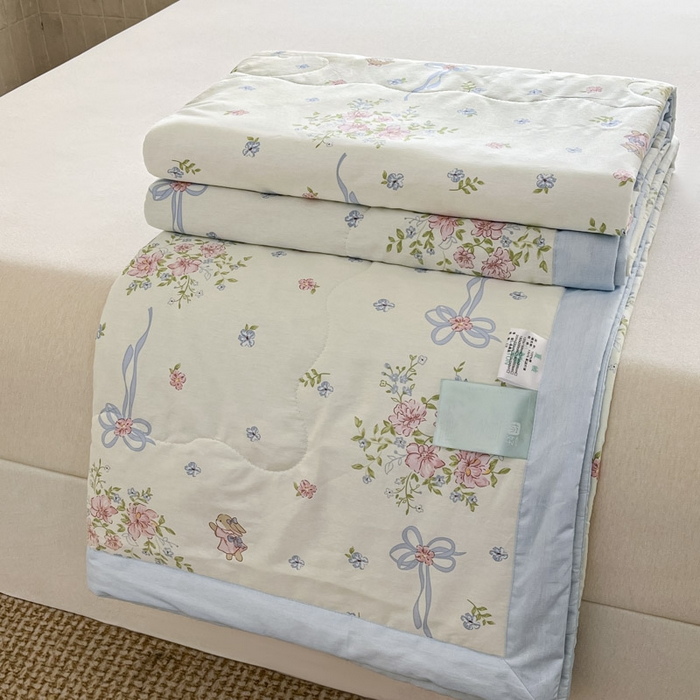 晨希家居 2025春夏新款全棉纯棉印花夏被夏凉被空调被 花间小兔