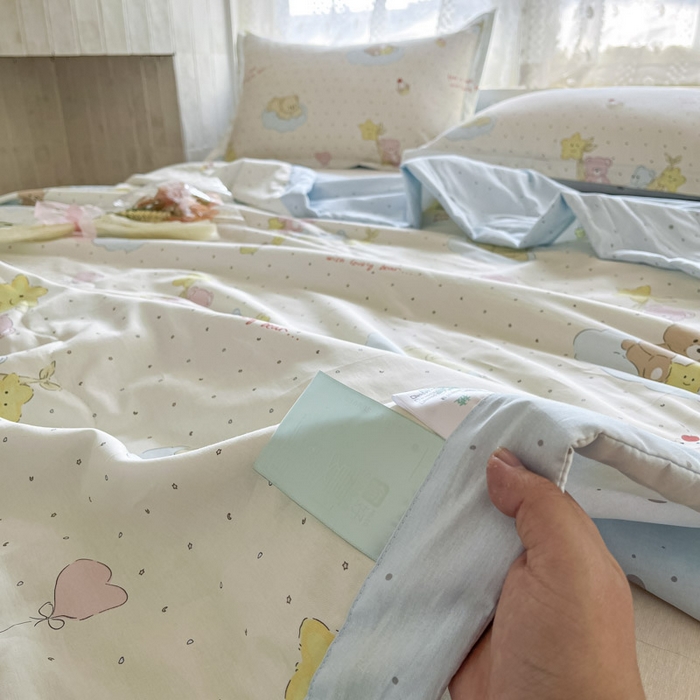 91家纺网 家纺一手货源 找家纺 晨希家居 2025春夏新款全棉纯棉印花夏被夏凉被空调被 星星熊