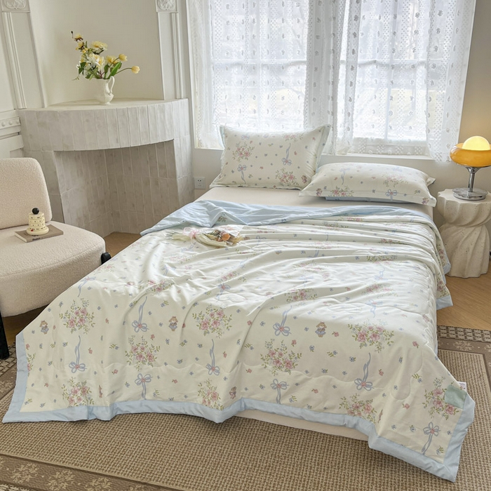 91家纺网 家纺一手货源 找家纺 晨希家居 2025春夏新款全棉纯棉印花夏被夏凉被空调被 花间小兔