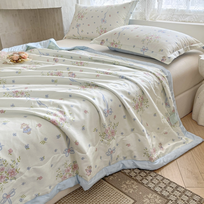 91家纺网 家纺一手货源 找家纺 晨希家居 2025春夏新款全棉纯棉印花夏被夏凉被空调被 花间小兔