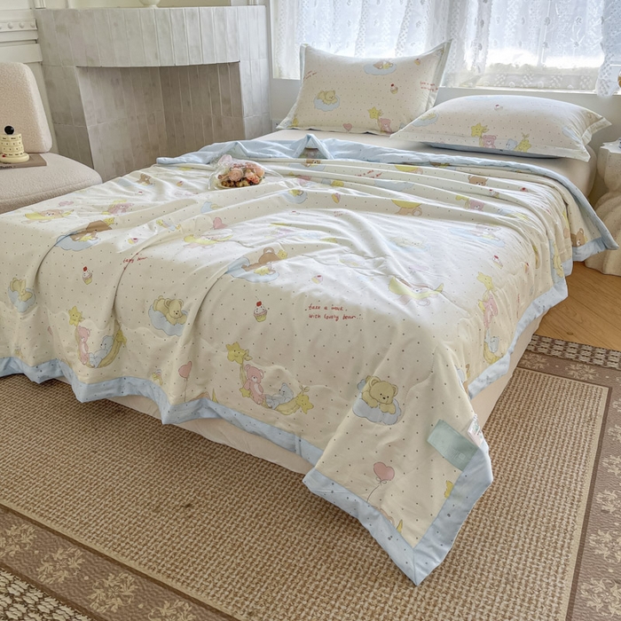 91家纺网 家纺一手货源 找家纺 晨希家居 2025春夏新款全棉纯棉印花夏被夏凉被空调被 星星熊