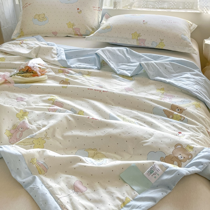 91家纺网 家纺一手货源 找家纺 晨希家居 2025春夏新款全棉纯棉印花夏被夏凉被空调被 星星熊