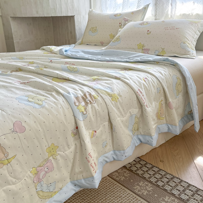 91家纺网 家纺一手货源 找家纺 晨希家居 2025春夏新款全棉纯棉印花夏被夏凉被空调被 星星熊