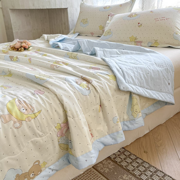 91家纺网 家纺一手货源 找家纺 晨希家居 2025春夏新款全棉纯棉印花夏被夏凉被空调被 星星熊