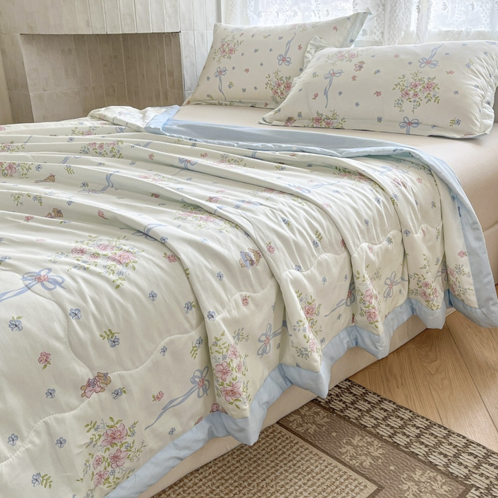 91家纺网 家纺一手货源 找家纺 晨希家居 2025春夏新款全棉纯棉印花夏被夏凉被空调被 花间小兔