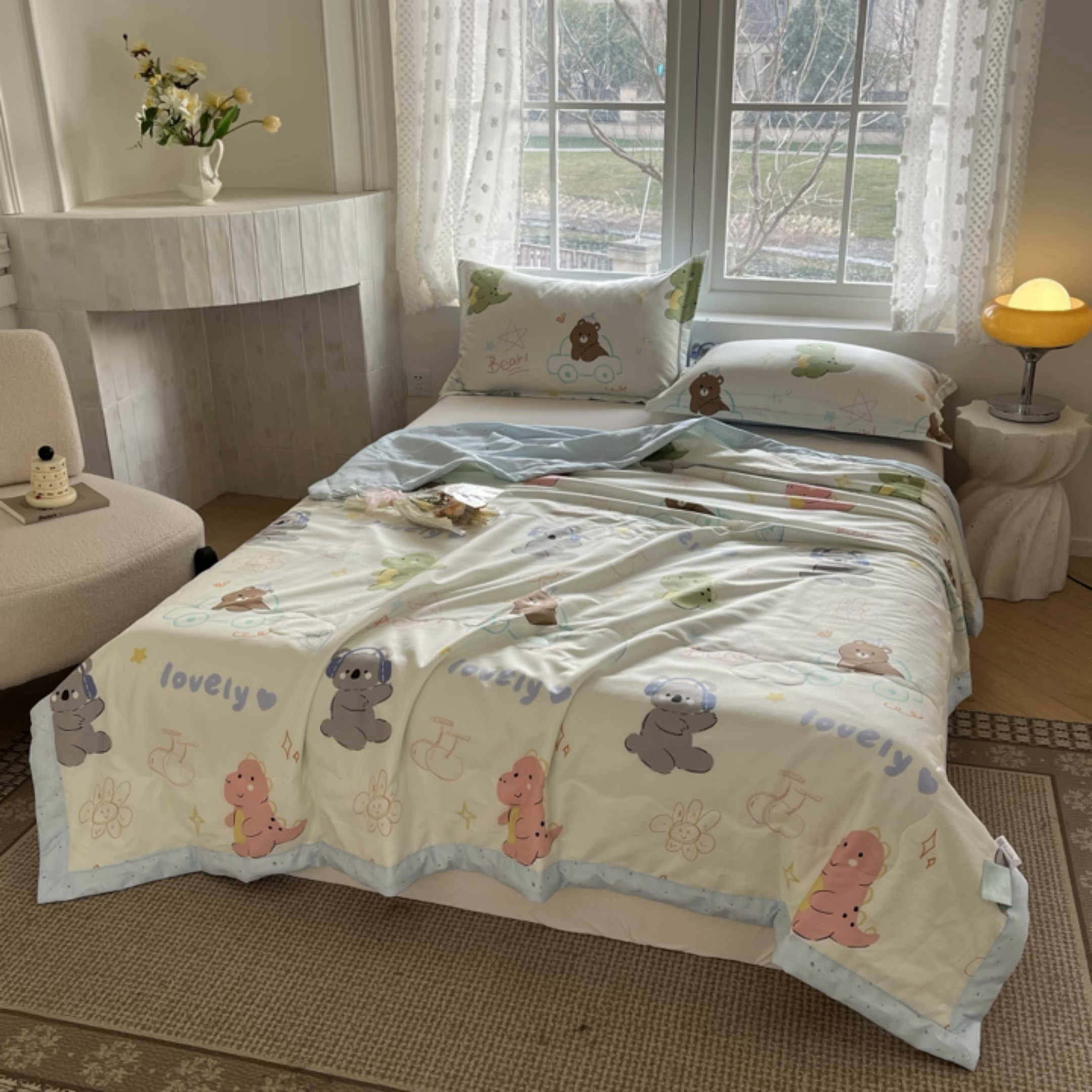 91家纺网 家纺一手货源 找家纺 晨希家居 2025春夏新款全棉纯棉印花夏被夏凉被空调被 考拉