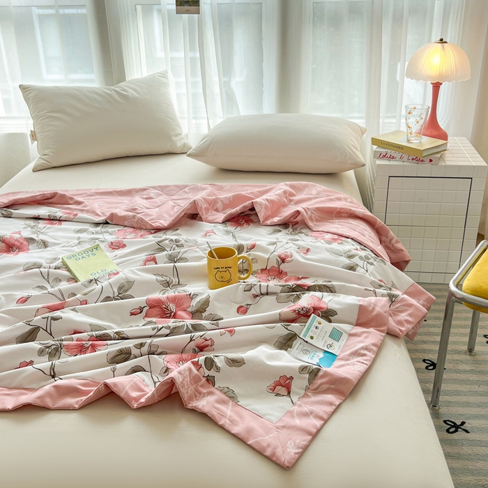 91家纺网 家纺一手货源 找家纺 大世界被王 2025新款全棉纯棉健康夏被夏凉被空调被 春和景明-粉