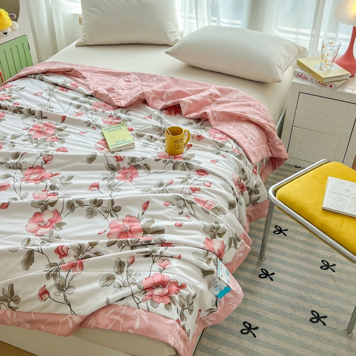 91家纺网 家纺一手货源 找家纺 大世界被王 2025新款全棉纯棉健康夏被夏凉被空调被 春和景明-粉