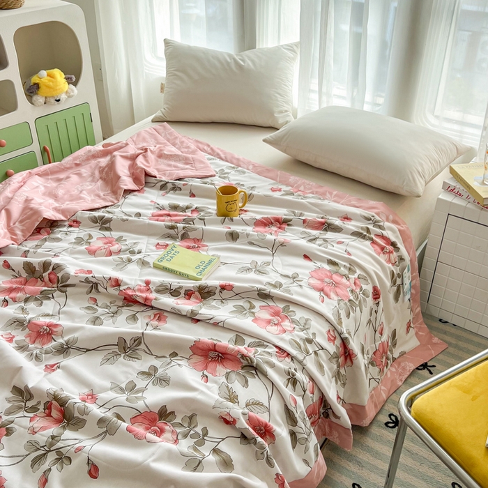 91家纺网 家纺一手货源 找家纺 大世界被王 2025新款全棉纯棉健康夏被夏凉被空调被 春和景明-粉