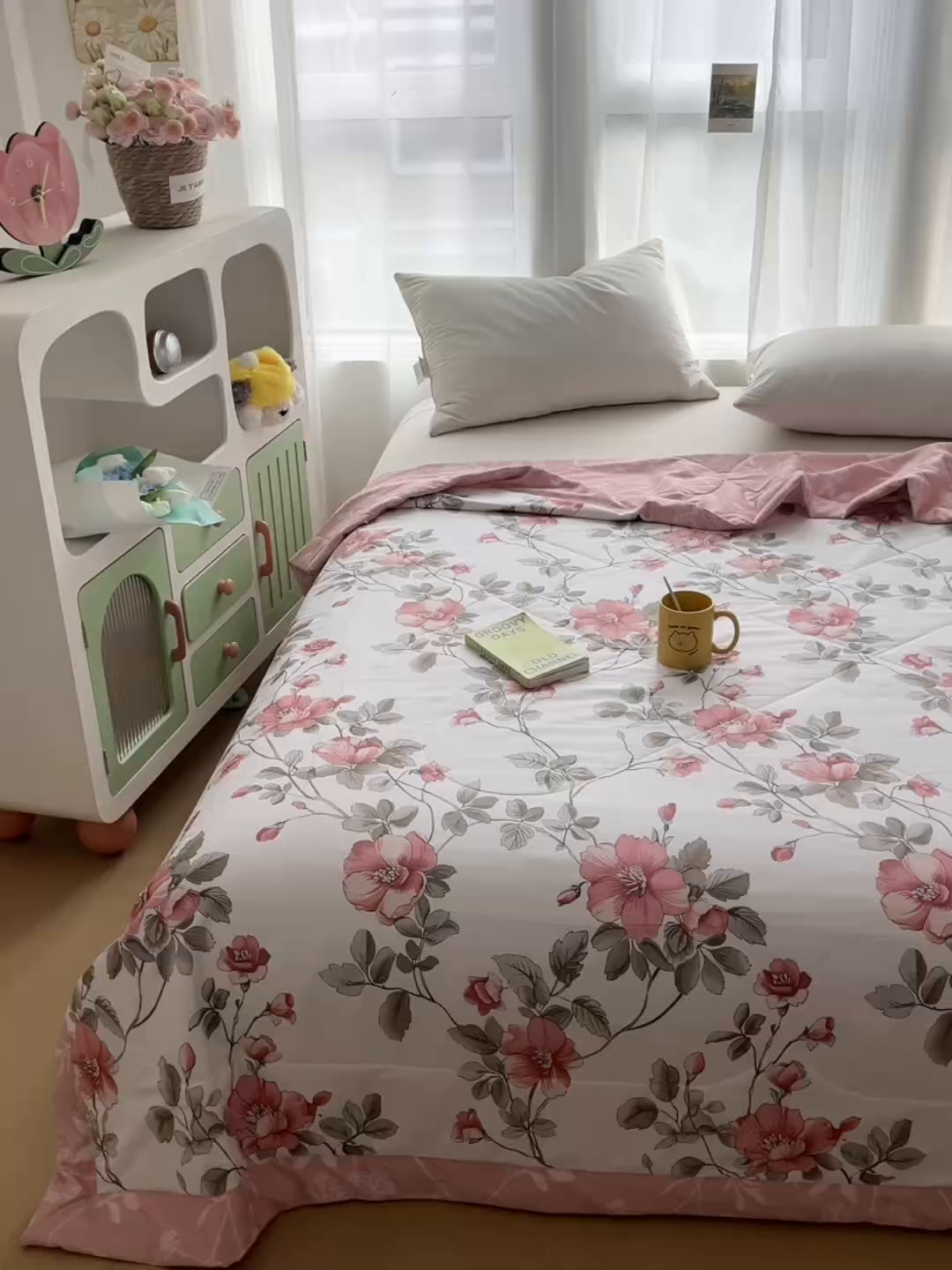 91家纺网 家纺一手货源 找家纺 大世界被王 2025新款全棉纯棉健康夏被夏凉被空调被 春和景明-粉