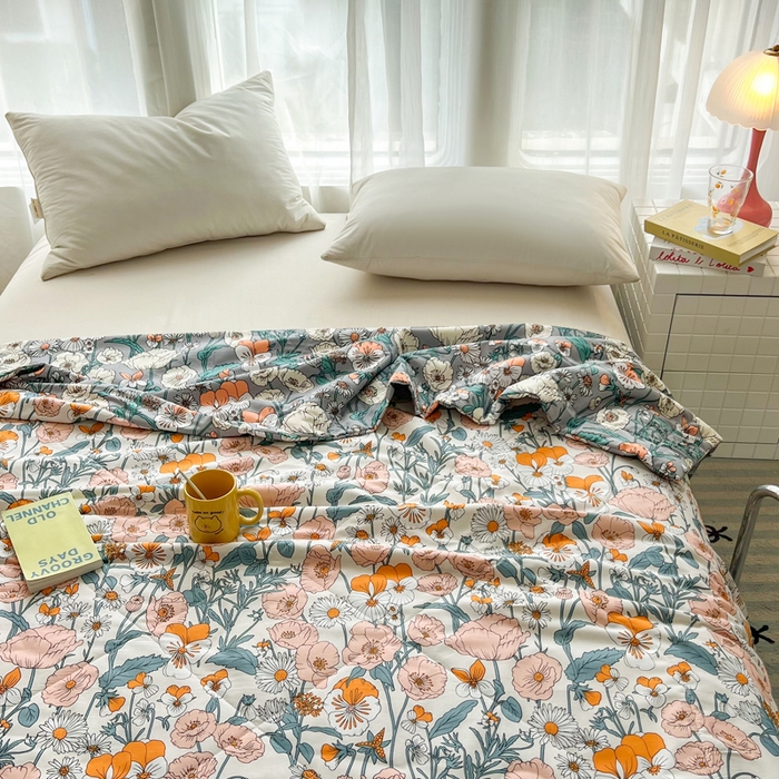 91家纺网 家纺一手货源 找家纺 大世界被王 2025新款全棉纯棉健康夏被夏凉被空调被 花香半语