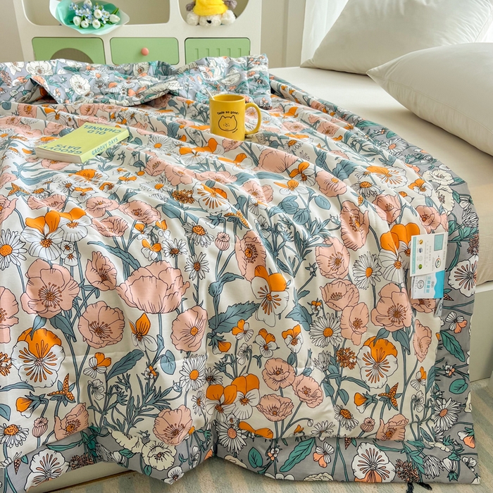 91家纺网 家纺一手货源 找家纺 大世界被王 2025新款全棉纯棉健康夏被夏凉被空调被 花香半语