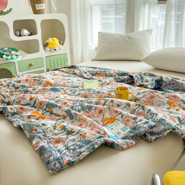 91家纺网 家纺一手货源 找家纺 大世界被王 2025新款全棉纯棉健康夏被夏凉被空调被 花香半语