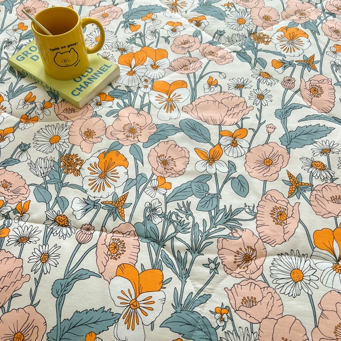 91家纺网 家纺一手货源 找家纺 大世界被王 2025新款全棉纯棉健康夏被夏凉被空调被 花香半语