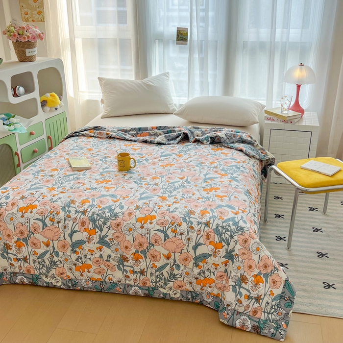 91家纺网 家纺一手货源 找家纺 大世界被王 2025新款全棉纯棉健康夏被夏凉被空调被 花香半语