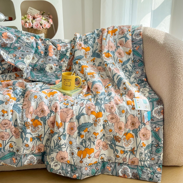 91家纺网 家纺一手货源 找家纺 大世界被王 2025新款全棉纯棉健康夏被夏凉被空调被 花香半语