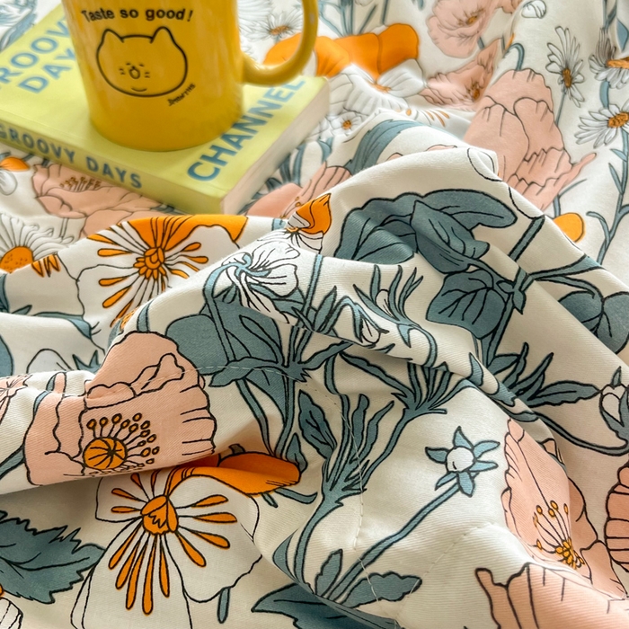 91家纺网 家纺一手货源 找家纺 大世界被王 2025新款全棉纯棉健康夏被夏凉被空调被 花香半语