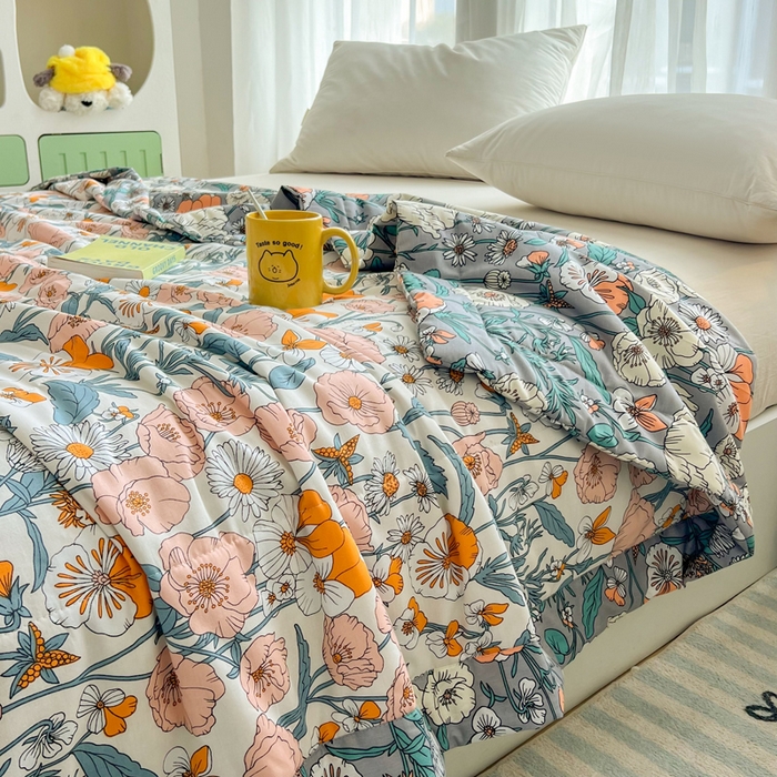 91家纺网 家纺一手货源 找家纺 大世界被王 2025新款全棉纯棉健康夏被夏凉被空调被 花香半语