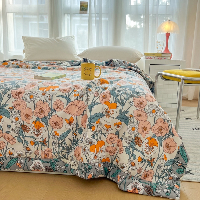 91家纺网 家纺一手货源 找家纺 大世界被王 2025新款全棉纯棉健康夏被夏凉被空调被 花香半语