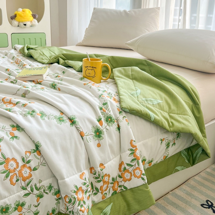 91家纺网 家纺一手货源 找家纺 大世界被王 2025新款全棉纯棉健康夏被夏凉被空调被 梦归花园