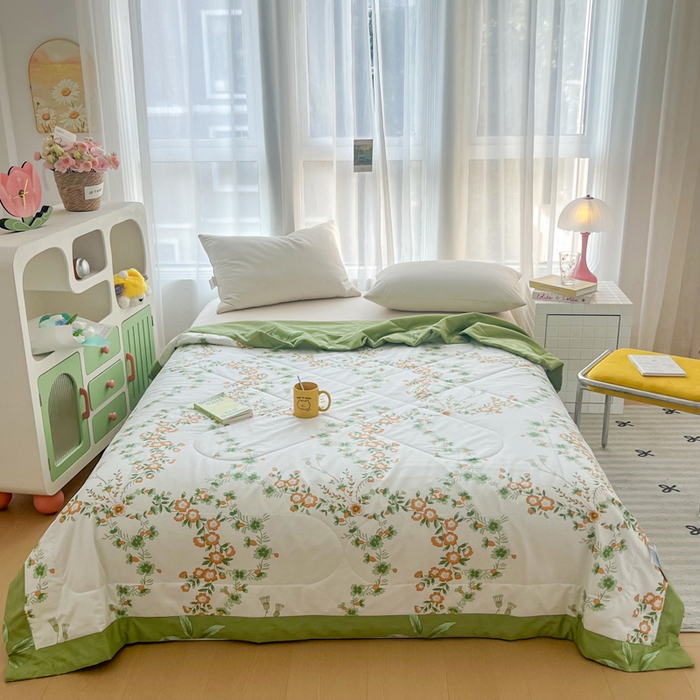 91家纺网 家纺一手货源 找家纺 大世界被王 2025新款全棉纯棉健康夏被夏凉被空调被 梦归花园