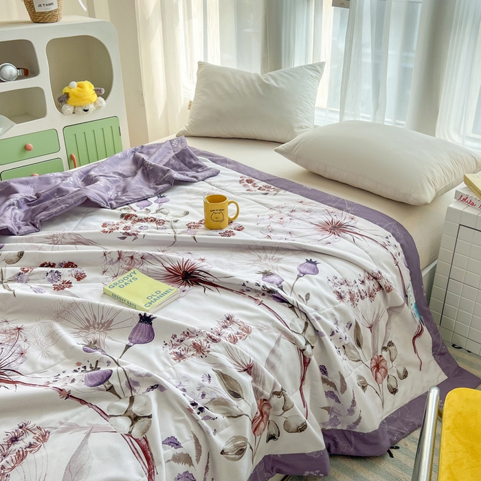 91家纺网 家纺一手货源 找家纺 大世界被王 2025新款全棉纯棉健康夏被夏凉被空调被 妙趣花田