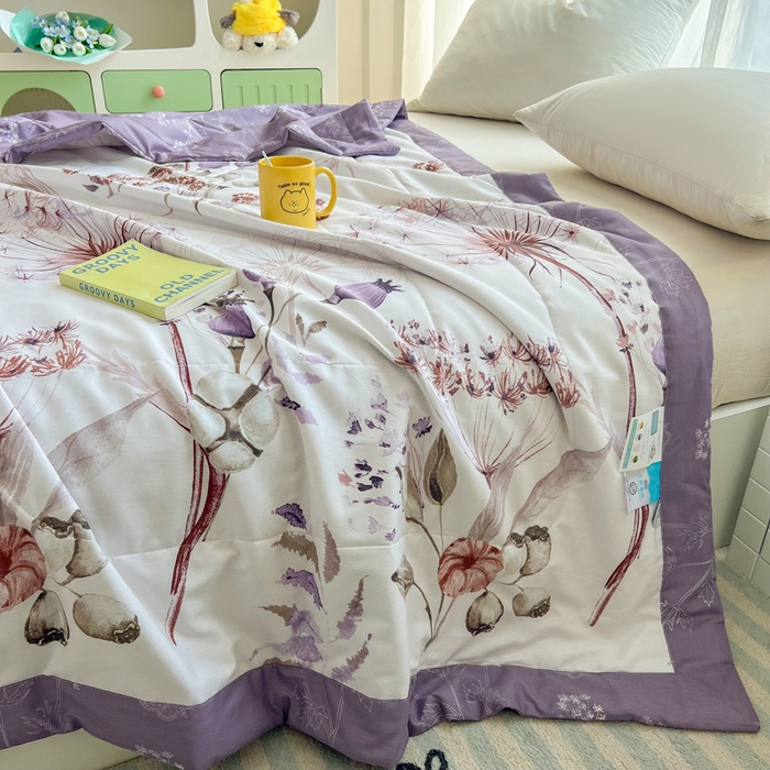 91家纺网 家纺一手货源 找家纺 大世界被王 2025新款全棉纯棉健康夏被夏凉被空调被 妙趣花田