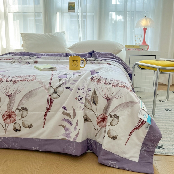 91家纺网 家纺一手货源 找家纺 大世界被王 2025新款全棉纯棉健康夏被夏凉被空调被 妙趣花田