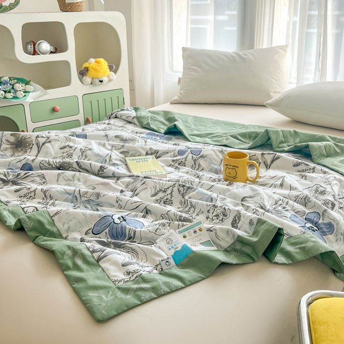 91家纺网 家纺一手货源 找家纺 大世界被王 2025新款全棉纯棉健康夏被夏凉被空调被 水墨花彩