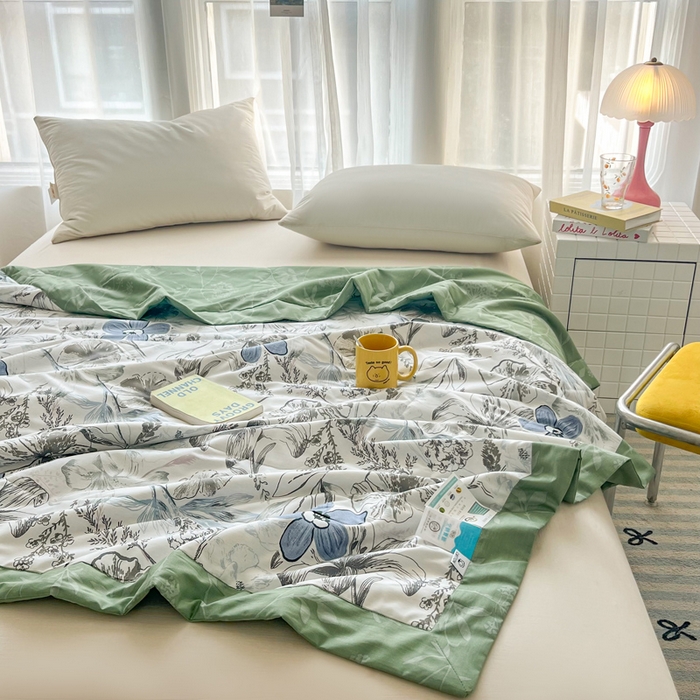 91家纺网 家纺一手货源 找家纺 大世界被王 2025新款全棉纯棉健康夏被夏凉被空调被 水墨花彩