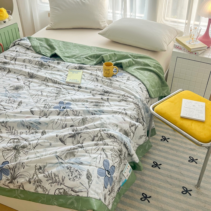 91家纺网 家纺一手货源 找家纺 大世界被王 2025新款全棉纯棉健康夏被夏凉被空调被 水墨花彩