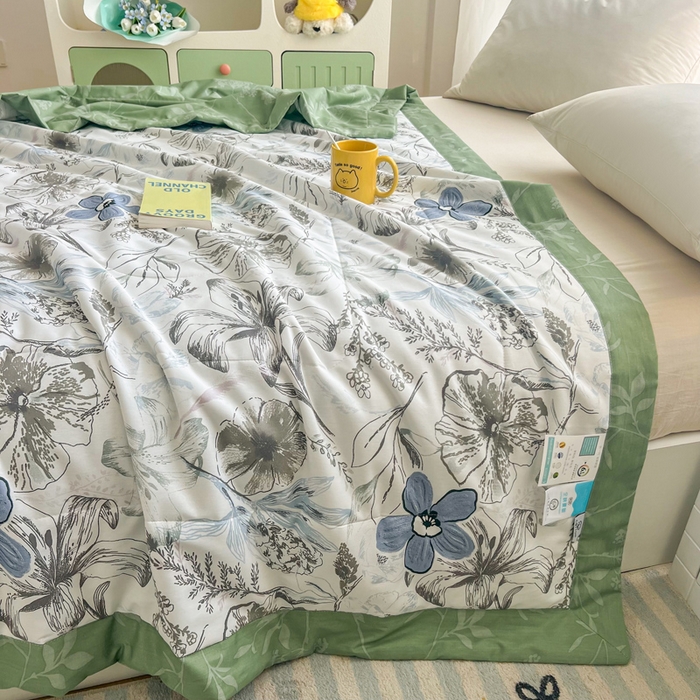 91家纺网 家纺一手货源 找家纺 大世界被王 2025新款全棉纯棉健康夏被夏凉被空调被 水墨花彩