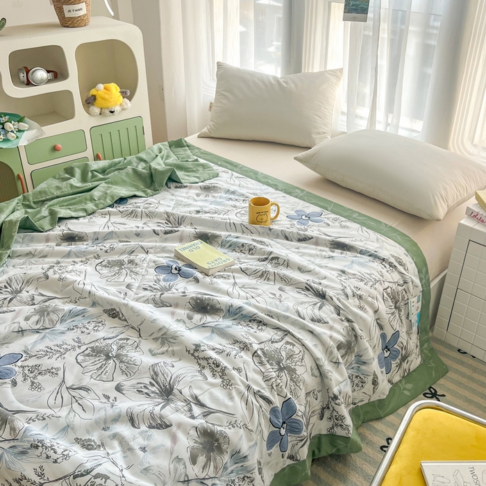 91家纺网 家纺一手货源 找家纺 大世界被王 2025新款全棉纯棉健康夏被夏凉被空调被 水墨花彩