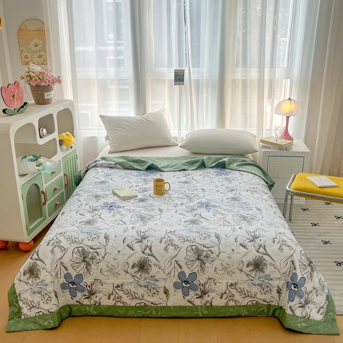 91家纺网 家纺一手货源 找家纺 大世界被王 2025新款全棉纯棉健康夏被夏凉被空调被 水墨花彩