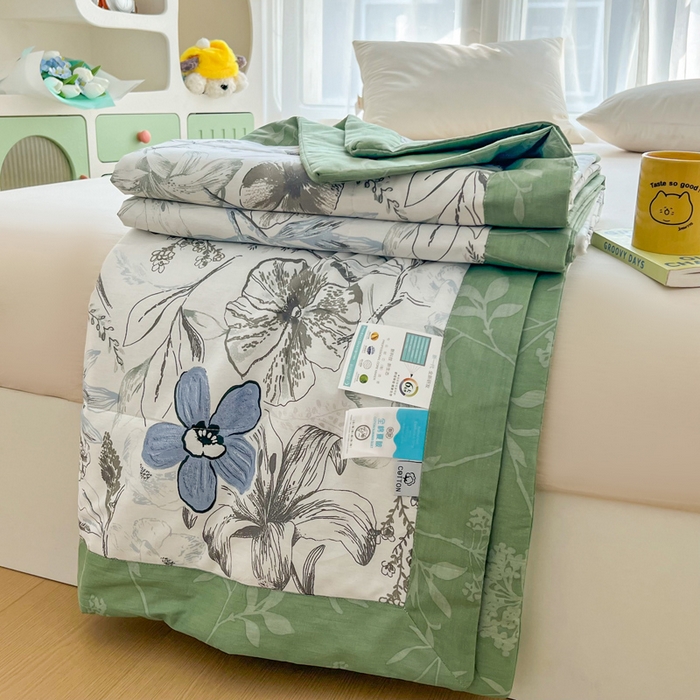 91家纺网 家纺一手货源 找家纺 大世界被王 2025新款全棉纯棉健康夏被夏凉被空调被 水墨花彩