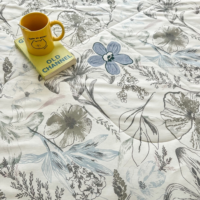 91家纺网 家纺一手货源 找家纺 大世界被王 2025新款全棉纯棉健康夏被夏凉被空调被 水墨花彩