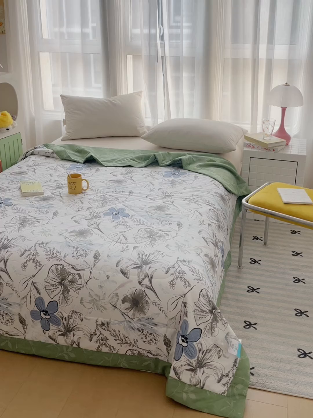91家纺网 家纺一手货源 找家纺 大世界被王 2025新款全棉纯棉健康夏被夏凉被空调被 水墨花彩