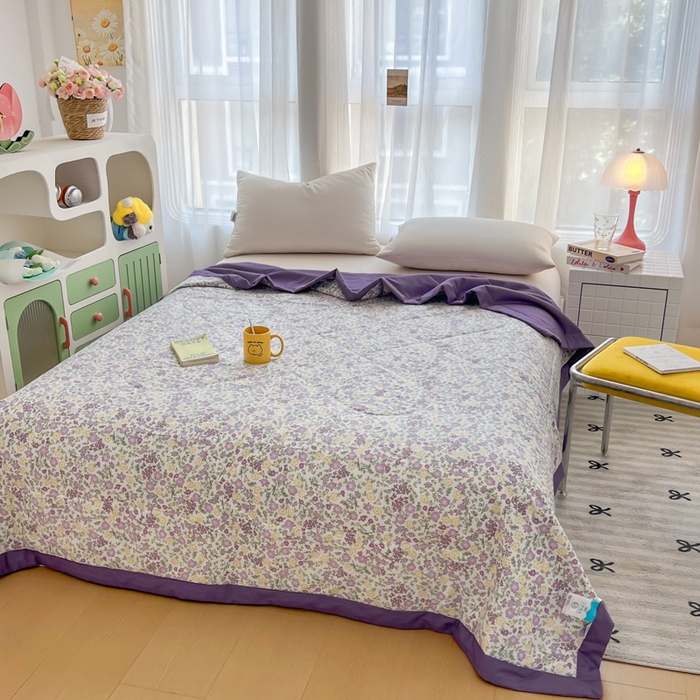 91家纺网 家纺一手货源 找家纺 大世界被王 2025新款全棉纯棉健康夏被夏凉被空调被 半夏花语