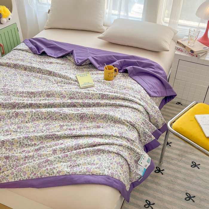 91家纺网 家纺一手货源 找家纺 大世界被王 2025新款全棉纯棉健康夏被夏凉被空调被 半夏花语