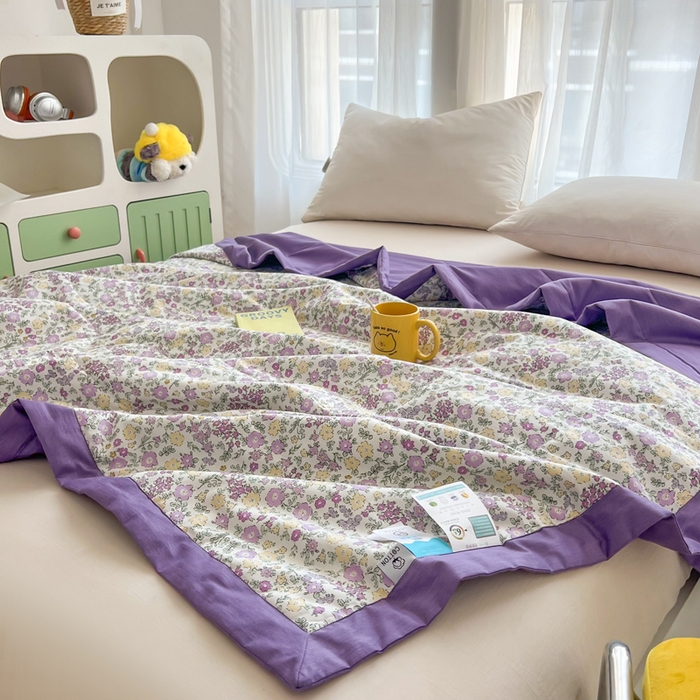 91家纺网 家纺一手货源 找家纺 大世界被王 2025新款全棉纯棉健康夏被夏凉被空调被 半夏花语