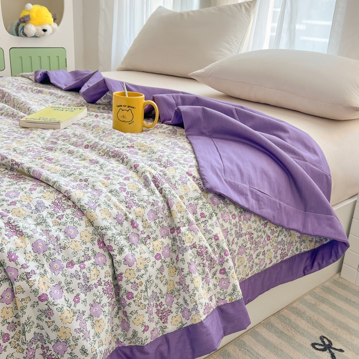 91家纺网 家纺一手货源 找家纺 大世界被王 2025新款全棉纯棉健康夏被夏凉被空调被 半夏花语