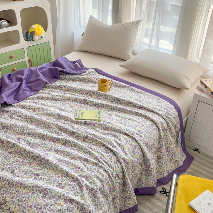 91家纺网 家纺一手货源 找家纺 大世界被王 2025新款全棉纯棉健康夏被夏凉被空调被 半夏花语