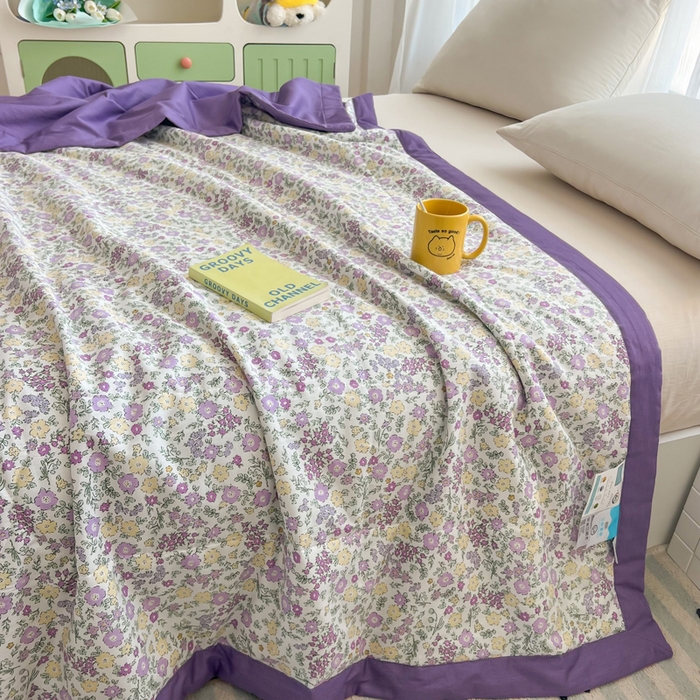 91家纺网 家纺一手货源 找家纺 大世界被王 2025新款全棉纯棉健康夏被夏凉被空调被 半夏花语