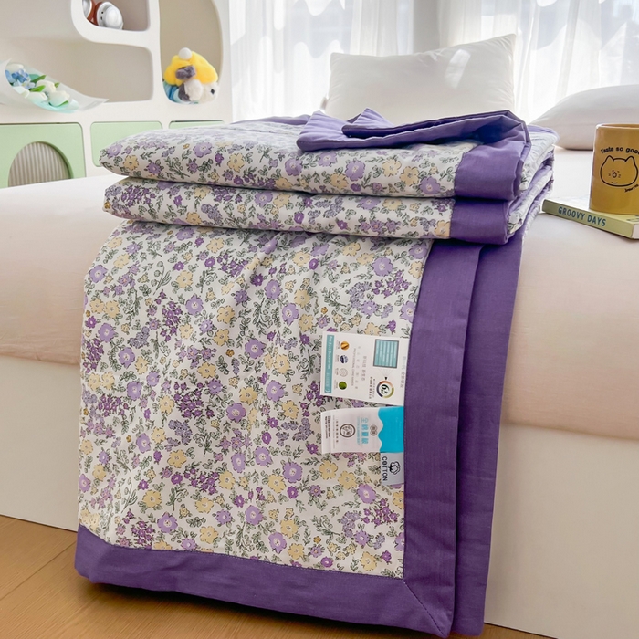 91家纺网 家纺一手货源 找家纺 大世界被王 2025新款全棉纯棉健康夏被夏凉被空调被 半夏花语